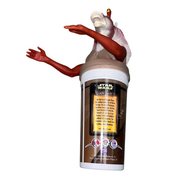 Vintage Star Wars Phantom Menace Jar Jar Binks Cup & Cup Topper with Straw 1999 - Picture 4 of 8